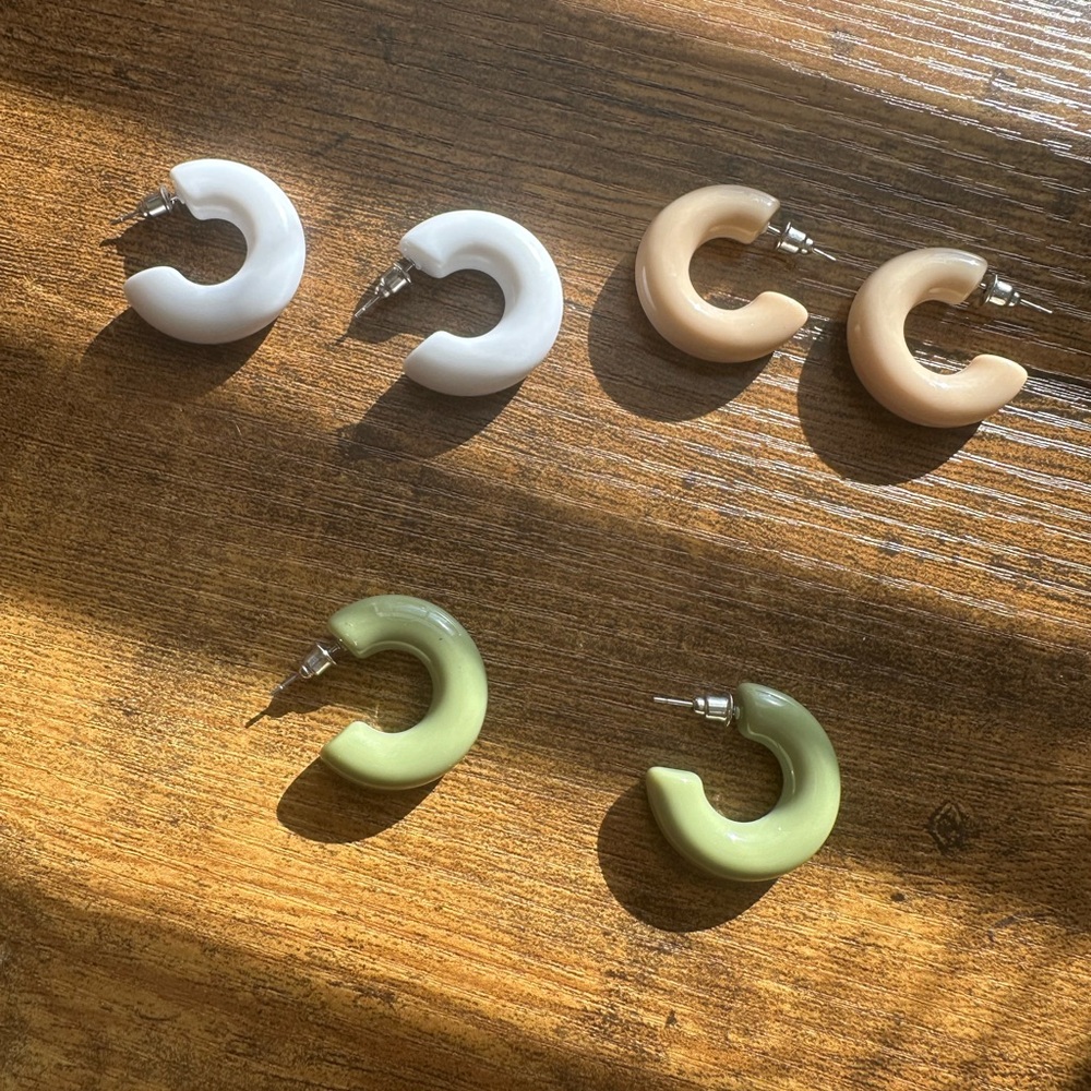 Set of 3 Pairs Acrylic Earrings - Colorful & Lightweight
